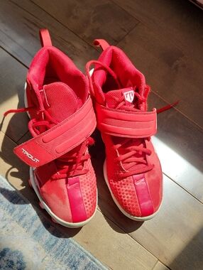 Nike Kids Red High-Top Sneakers with Hook-and-Loop Strap